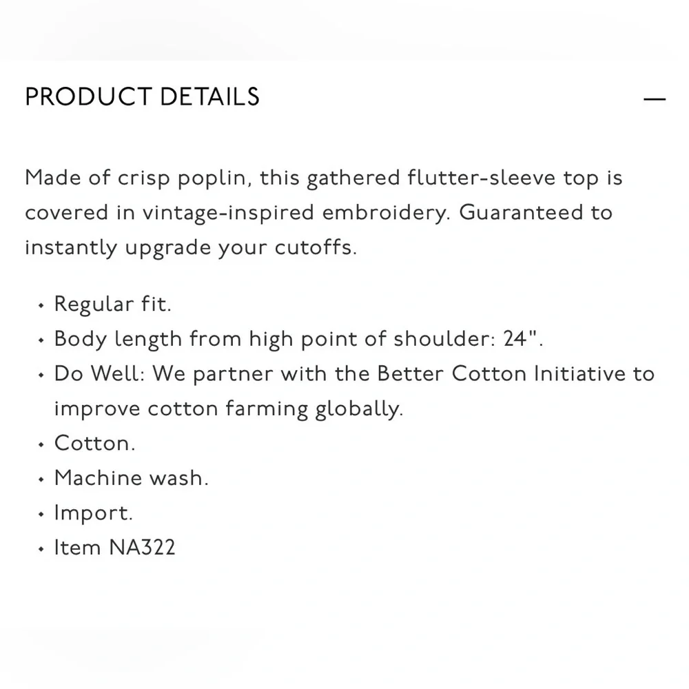 Madewell Embroidered Flutter Sleeve Top Size M - Picture 5 of 12